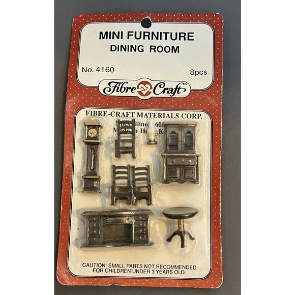 Fibre Craft Mini Doll Accessories Bathroom 2 Dining Bedroom Lot Four Set New - Picture 10 of 10